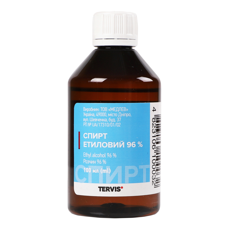 СПИРТ ЕТИЛОВИЙ 96 % розчин 96 % по 100 мл у флаконі